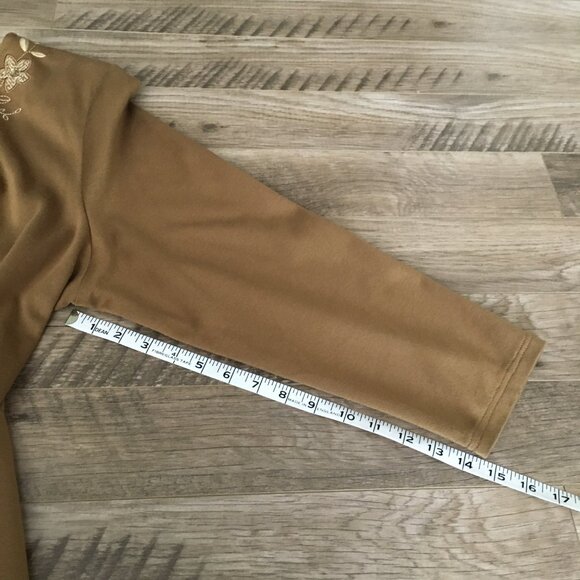 Vintage Alfred Dunner Doe Coloured Embroidered Sweater With Shoulder Pads - Picture 16 of 16